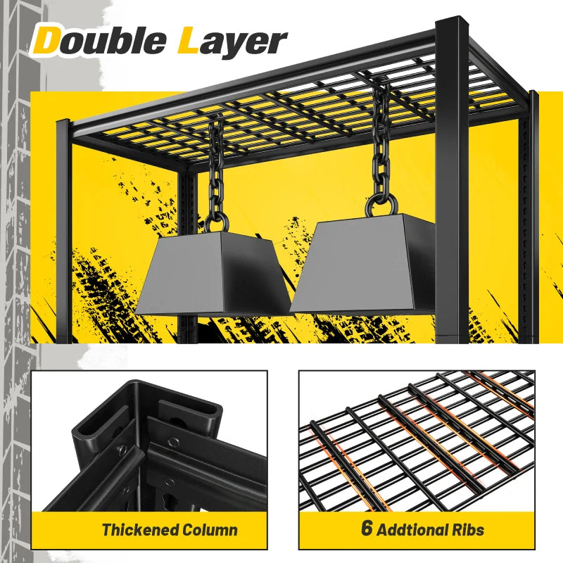 59.9H 4 Tiers Industrial Shelves Adjustable Shelving for Garage Warehouse Basement Loads 2200LBS