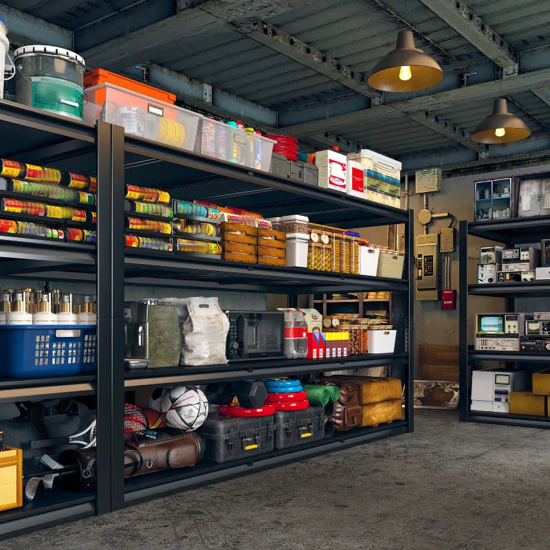 60" W Industrial Metal Shelving 4-Tier Garage Steel Shelving for Warehouse, Basement, Pantry