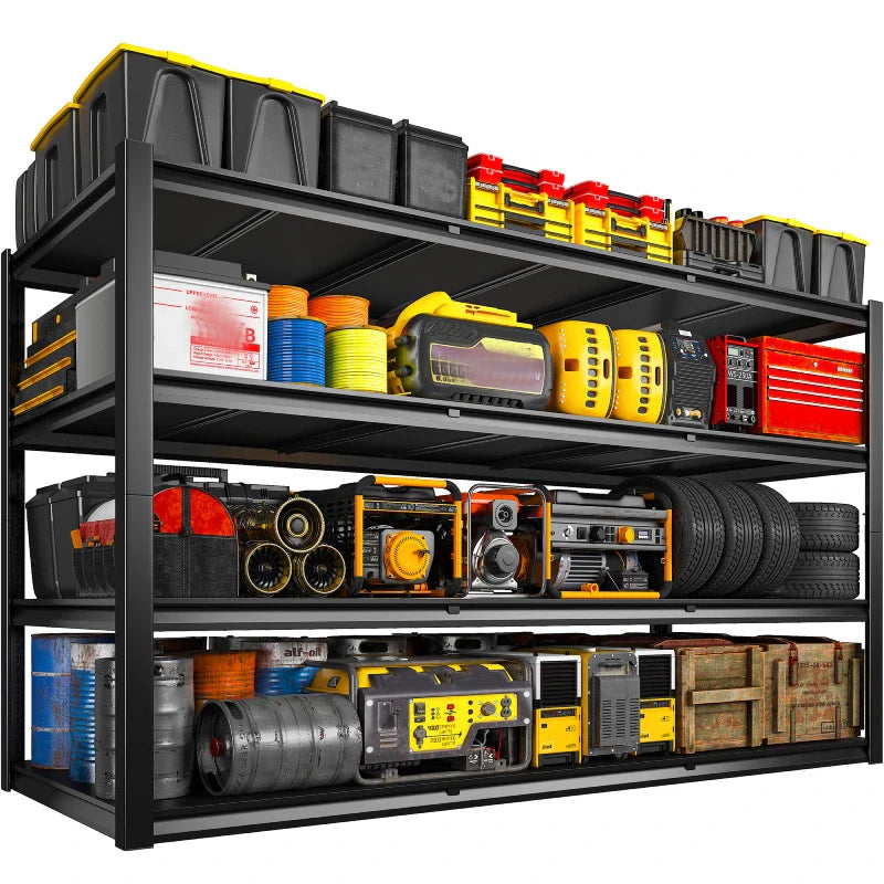 60" W Industrial Metal Shelving 4-Tier Garage Steel Shelving for Warehouse, Basement, Pantry