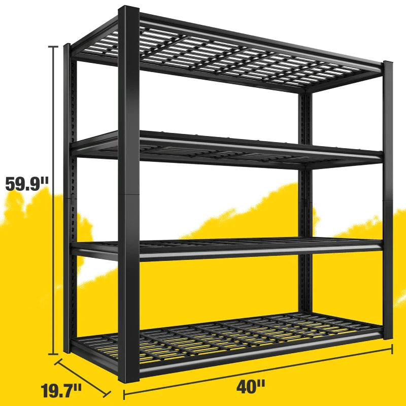 59.9H 4 Tiers Industrial Shelves Adjustable Shelving for Garage Warehouse Basement Loads 2200LBS