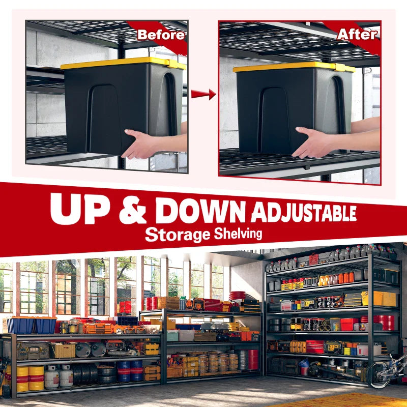 2 PCS 84"H Garage Shelving 3000LBS Industrial Shelving Units 6-tierAdjustable Storage Shelves for Basement, Garage, Warehouse