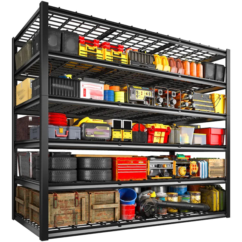 2 PCS 84"H Garage Shelving 3000LBS Industrial Shelving Units 6-tierAdjustable Storage Shelves for Basement, Garage, Warehouse