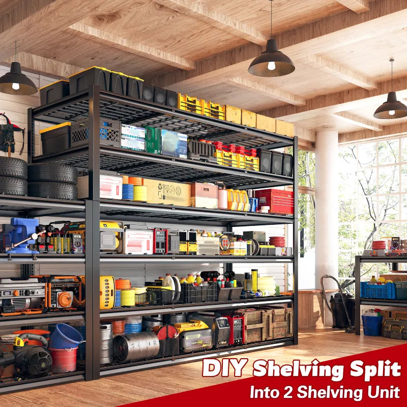 2 PCS 84"H Garage Shelving 3000LBS Industrial Shelving Units 6-tierAdjustable Storage Shelves for Basement, Garage, Warehouse