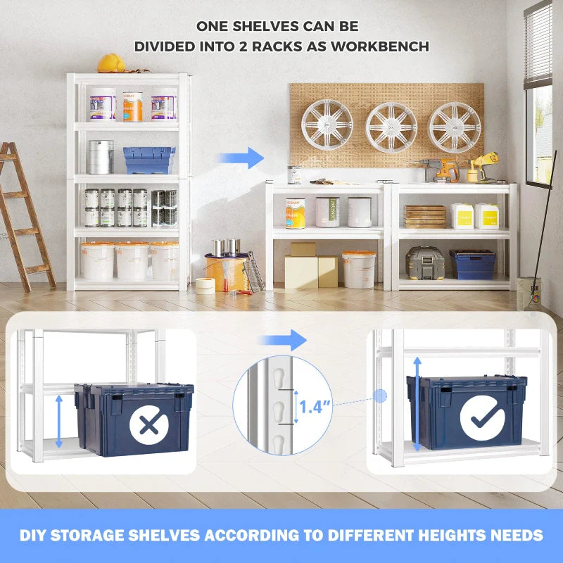 31.5"W 6-Tier Garage Shelving 2000LBS Metal Shelving Heavy Duty White Shelves for Closet Pantry Kitchen