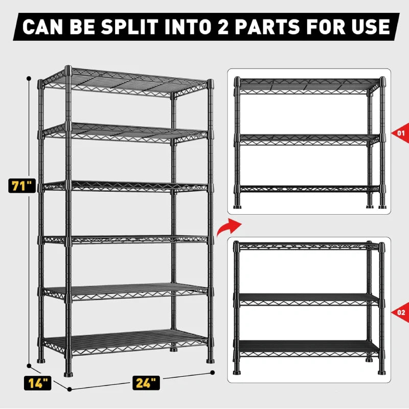 Tall Wire Shelving Units,Adjustable Outdoor Metal Shelves, Storage Shelves for Kitchen Pantry Dorm