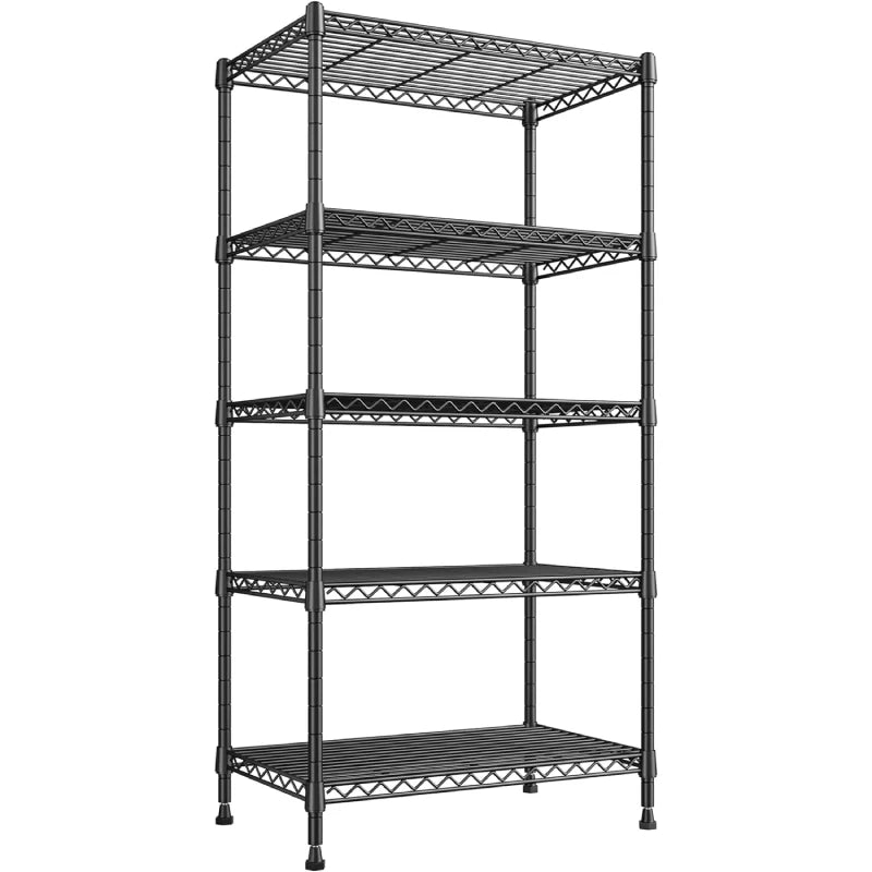 21.6"W Storage Shelves, 5-Tier Adjustable Wire Shelving, Metal Rack for Kitchen Pantry Storage