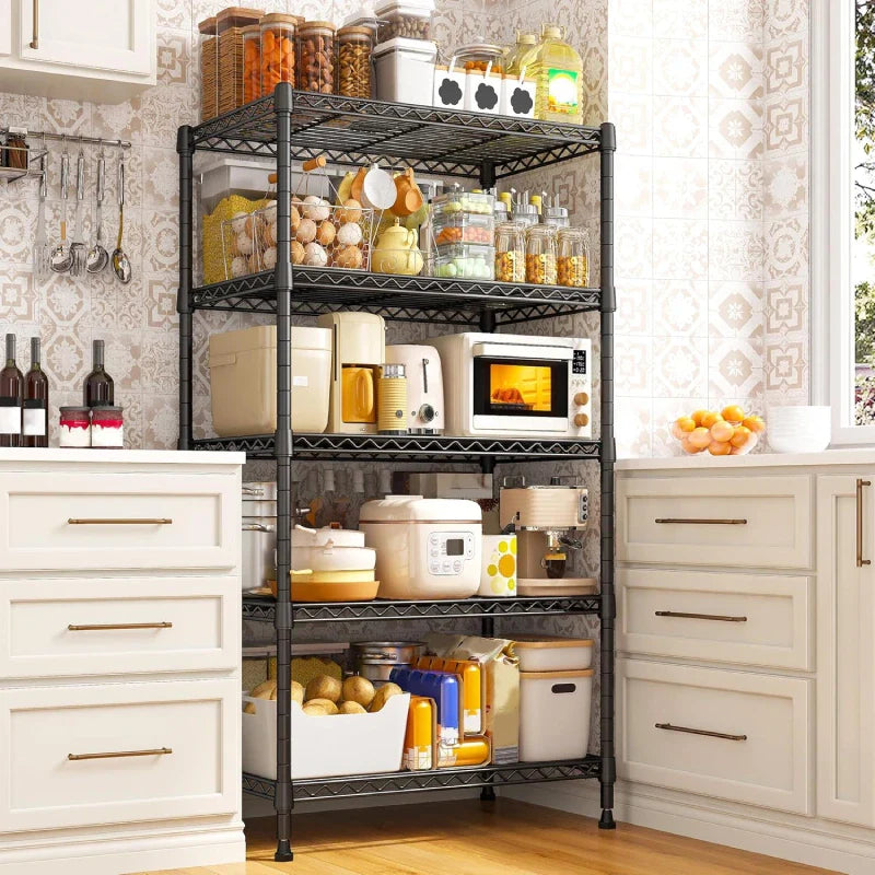 21.6"W Storage Shelves, 5-Tier Adjustable Wire Shelving, Metal Rack for Kitchen Pantry Storage