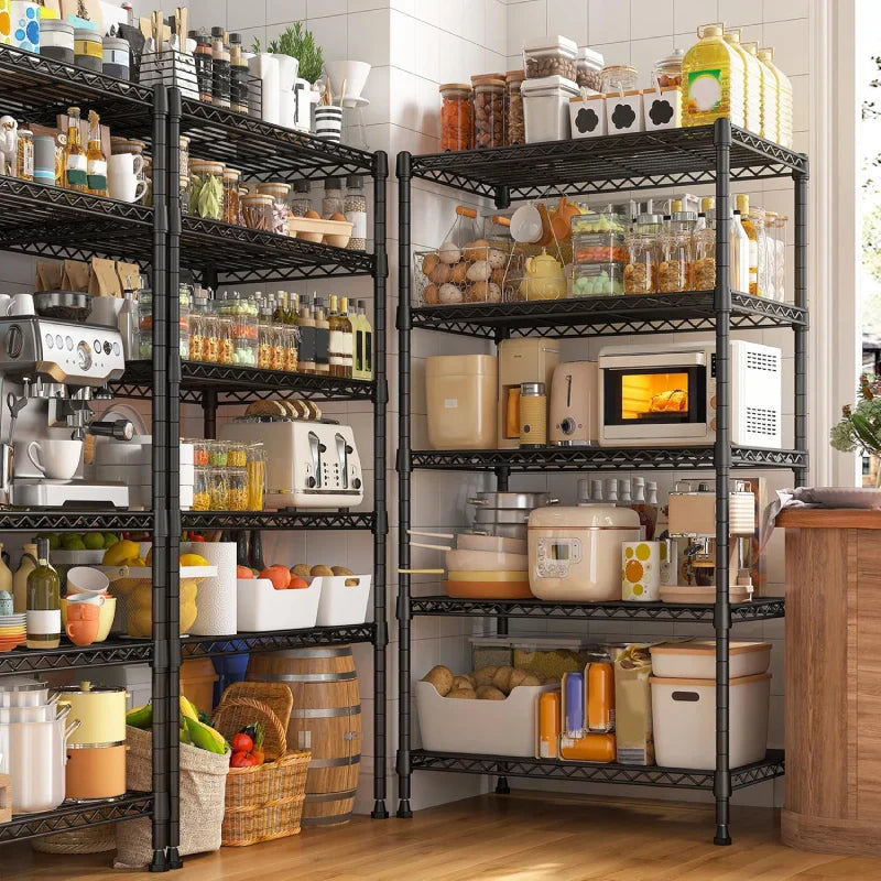 21.6"W Storage Shelves, 5-Tier Adjustable Wire Shelving, Metal Rack for Kitchen Pantry Storage