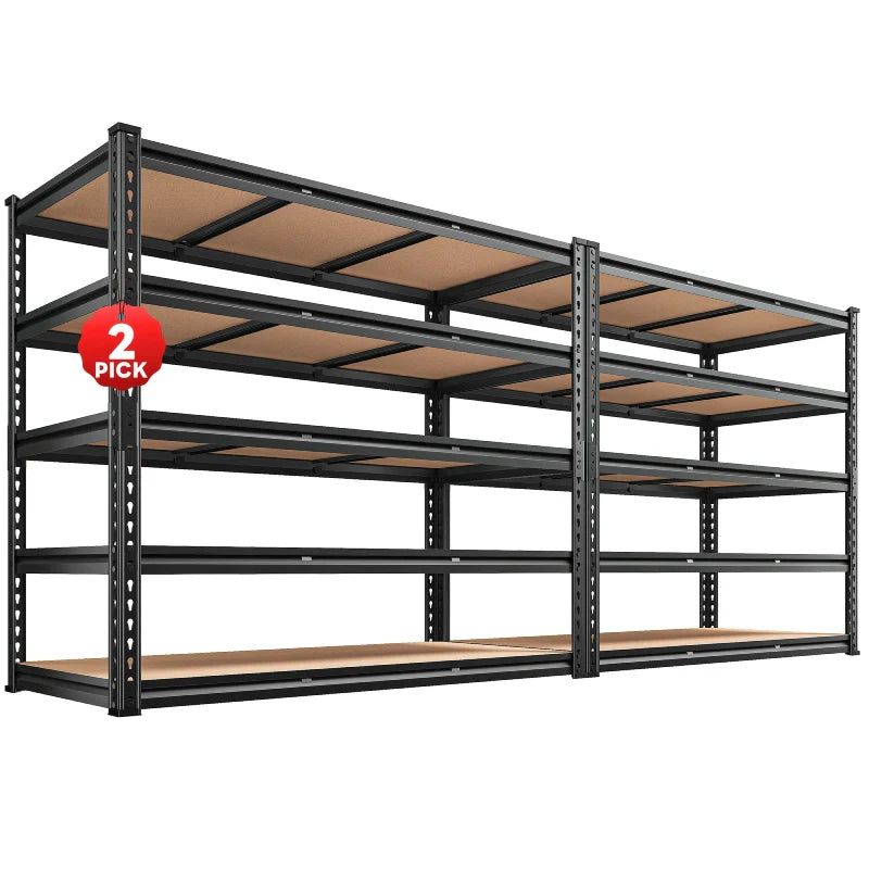 2 Pack Garage Shelf, 48.2''W Adjustable Steel Shelving Rack Load 3000lbs, Boltless Shelving for Basement Warehouse Commercial
