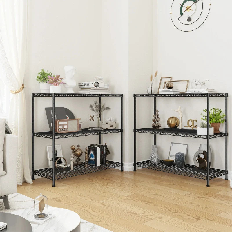 3-Shlef Metal Shelves, Adjustable Steel Wire Shelving Units, Storage Rack for Kitchen Pantry Closet Dorm