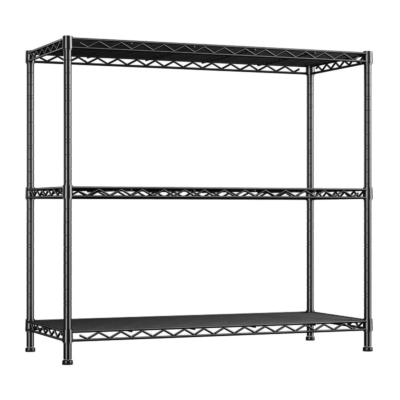 3-Shlef Metal Shelves, Adjustable Steel Wire Shelving Units, Storage Rack for Kitchen Pantry Closet Dorm