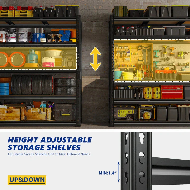 2 Pack 48"W Storage Shelves, 3000lbs Steel Shelving Racks, Freestanding Garage shelving for Basement Warehouse