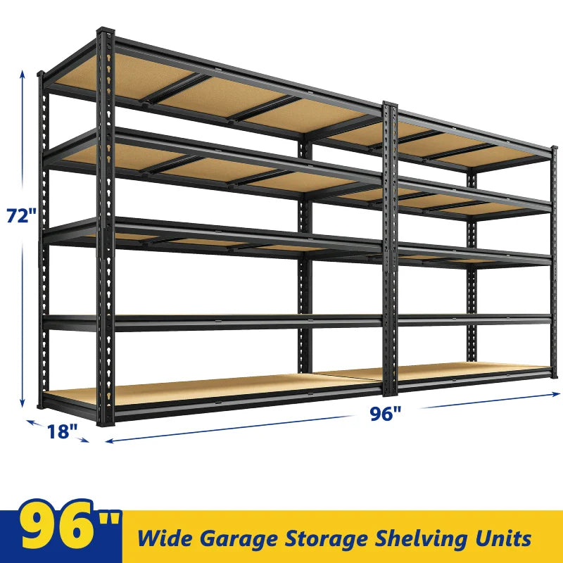 2 Pack 48"W Storage Shelves, 3000lbs Steel Shelving Racks, Freestanding Garage shelving for Basement Warehouse