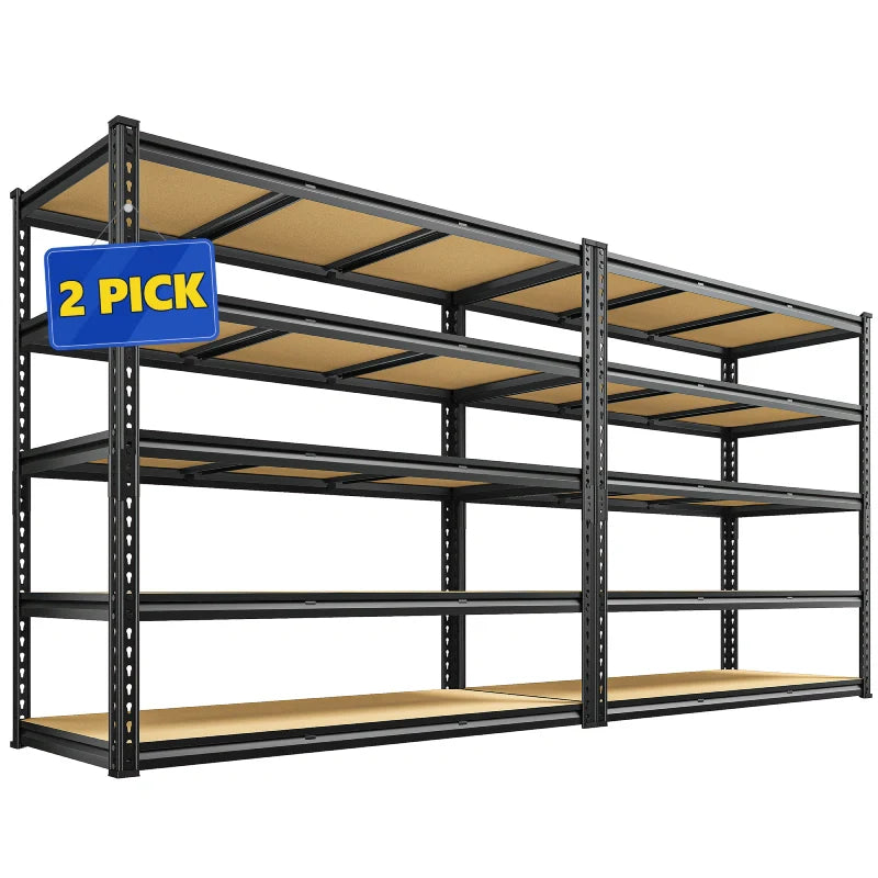 2 Pack 48"W Storage Shelves, 3000lbs Steel Shelving Racks, Freestanding Garage shelving for Basement Warehouse