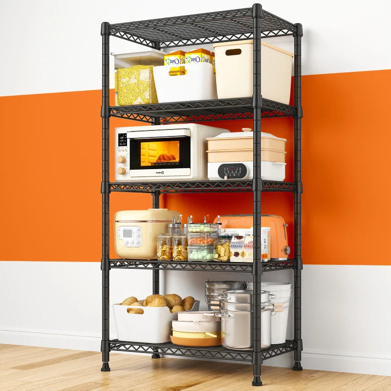 21.5"W Wire Shelving Units, 5-Tier Adjustable, 1000lbs Metal Wire Racks for Pantry Kitchen Dorm