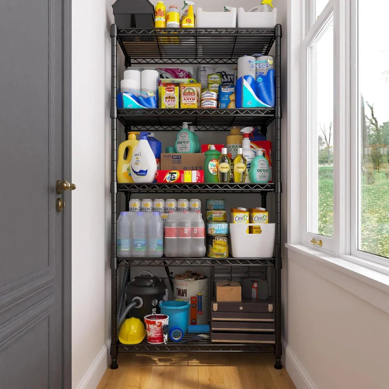 21.5"W Wire Shelving Units, 5-Tier Adjustable, 1000lbs Metal Wire Racks for Pantry Kitchen Dorm