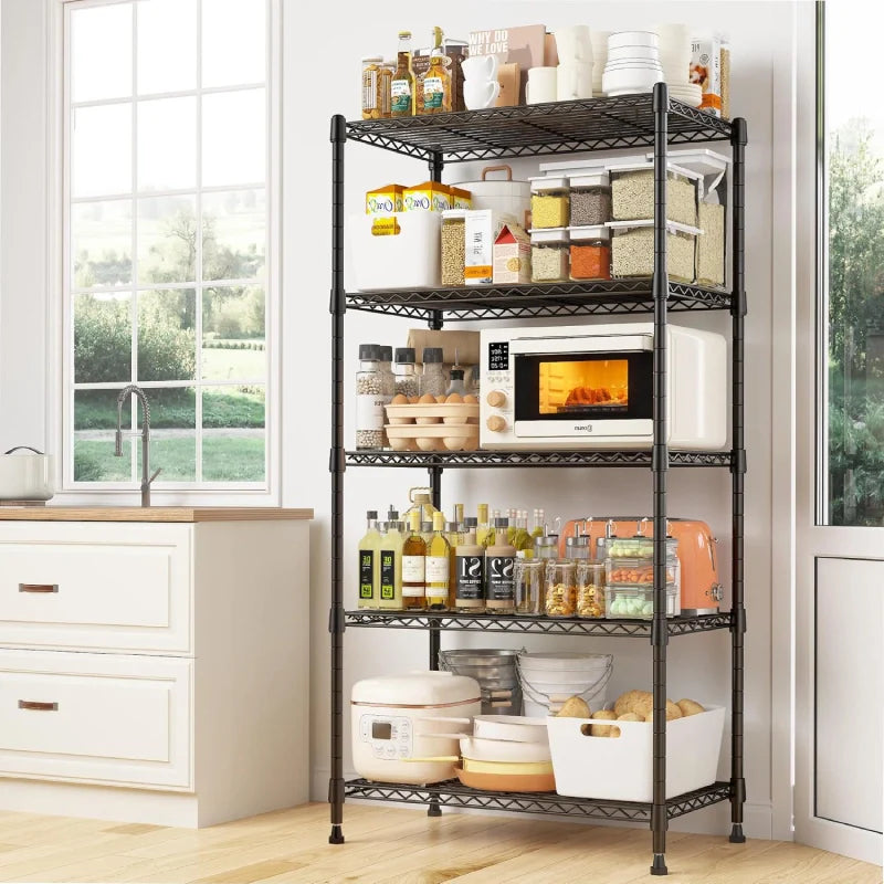 21.5"W Wire Shelving Units, 5-Tier Adjustable, 1000lbs Metal Wire Racks for Pantry Kitchen Dorm