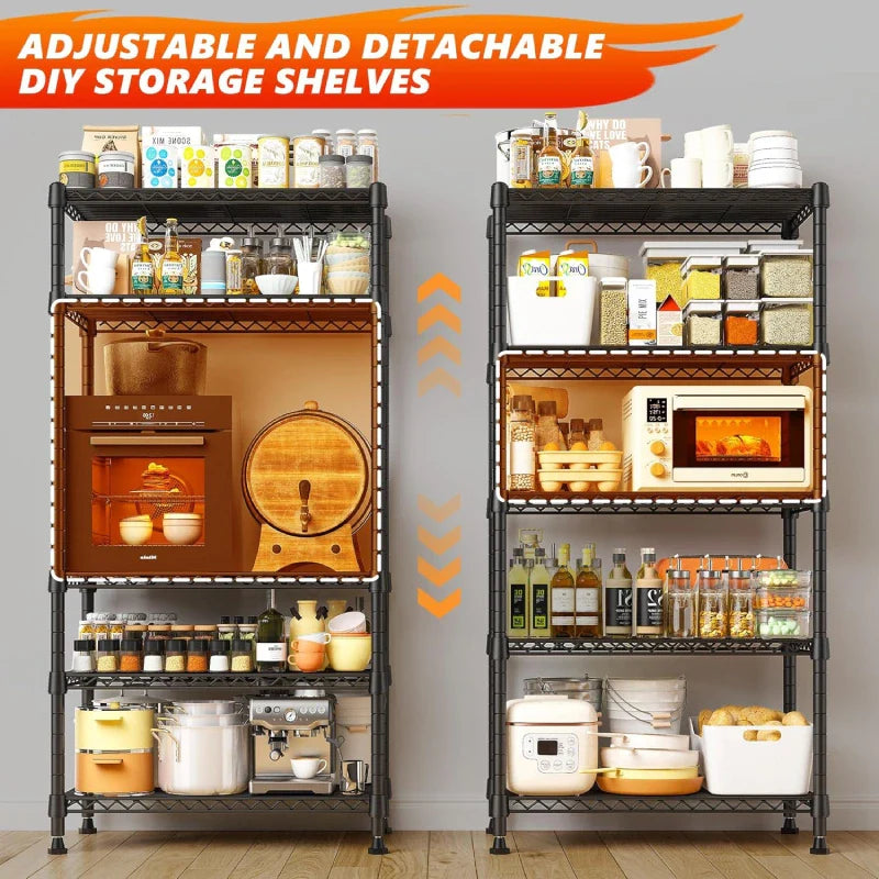 21.5"W Wire Shelving Units, 5-Tier Adjustable, 1000lbs Metal Wire Racks for Pantry Kitchen Dorm