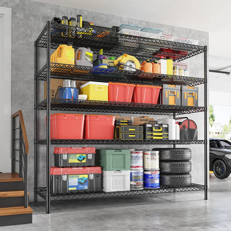 55.5"W Wire Shelving, 3200 lbs Heavy Duty Storage Racks, Metal Shelves for Garage Kitchen Basement
