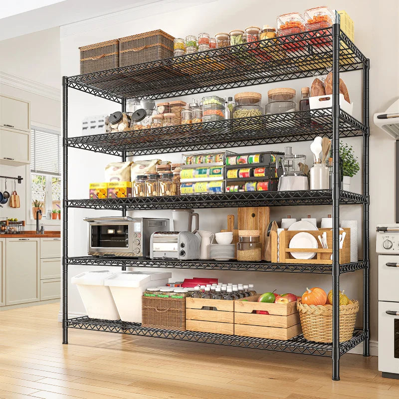 55.5"W Wire Shelving, 3200 lbs Heavy Duty Storage Racks, Metal Shelves for Garage Kitchen Basement