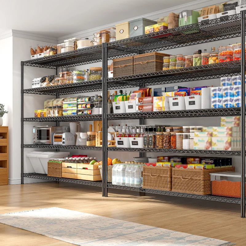 55.5"W Wire Shelving, 3200 lbs Heavy Duty Storage Racks, Metal Shelves for Garage Kitchen Basement