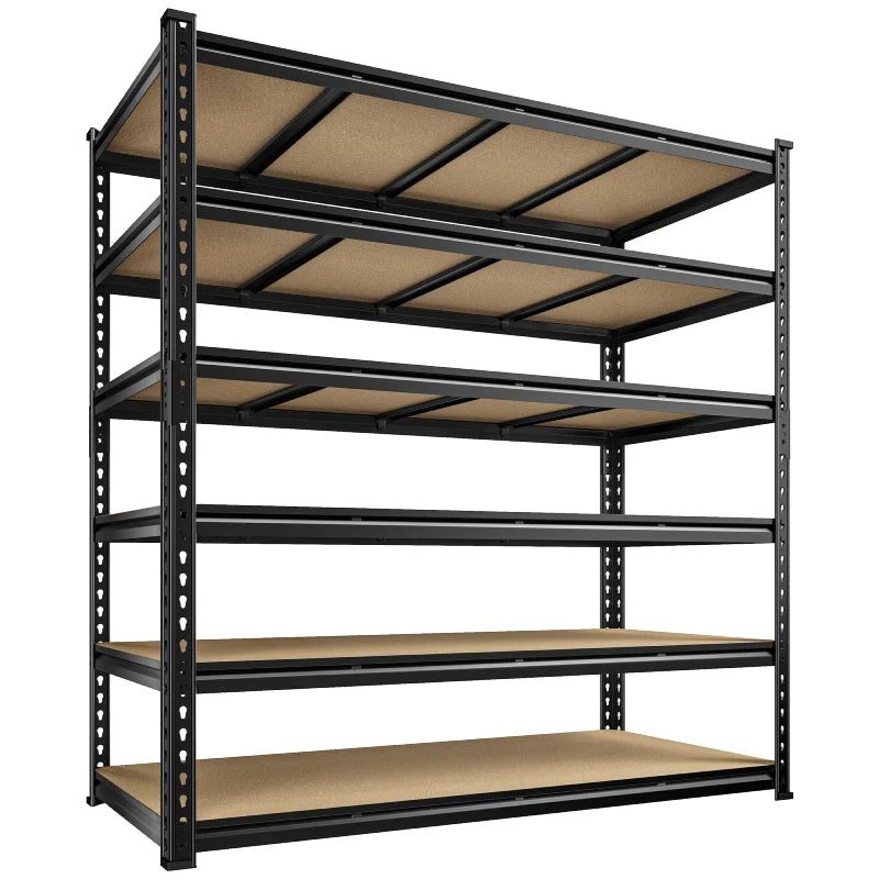 55"W Boltless Shelving Units, 6-Tier Heavy Duty Freestanding Garage Shelves Load 3060lbs, Steel Storage Racks for Pantry Basement Commercial