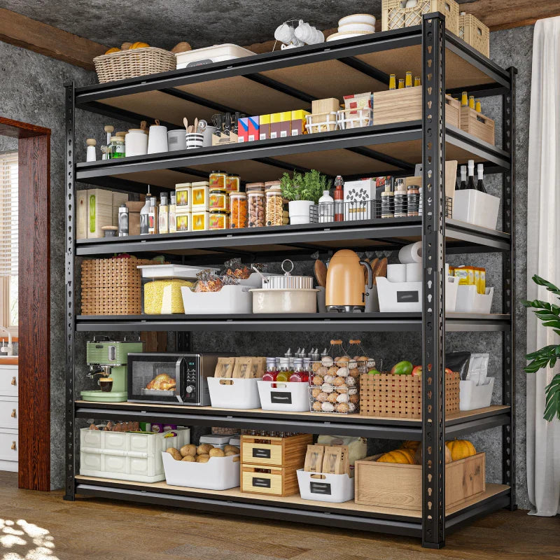 55"W Boltless Shelving Units, 6-Tier Heavy Duty Freestanding Garage Shelves Load 3060lbs, Steel Storage Racks for Pantry Basement Commercial