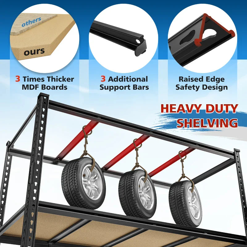 55"W Boltless Shelving Units, 6-Tier Heavy Duty Freestanding Garage Shelves Load 3060lbs, Steel Storage Racks for Pantry Basement Commercial