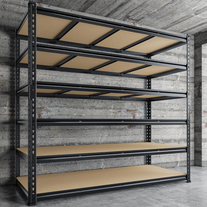 59.8”W Boltless Shelving Units, 6-Tier Heavy Duty Steel Garage Shelf Load 3000lbs, Commercial Shelving Rack for Pantry Kitchen Basement
