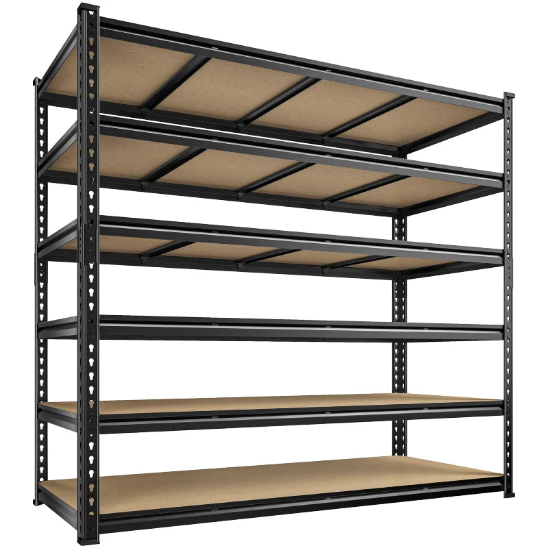 59.8”W Boltless Shelving Units, 6-Tier Heavy Duty Steel Garage Shelf Load 3000lbs, Commercial Shelving Rack for Pantry Kitchen Basement