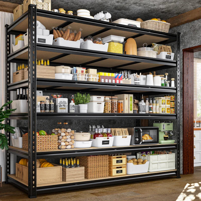 59.8”W Boltless Shelving Units, 6-Tier Heavy Duty Steel Garage Shelf Load 3000lbs, Commercial Shelving Rack for Pantry Kitchen Basement