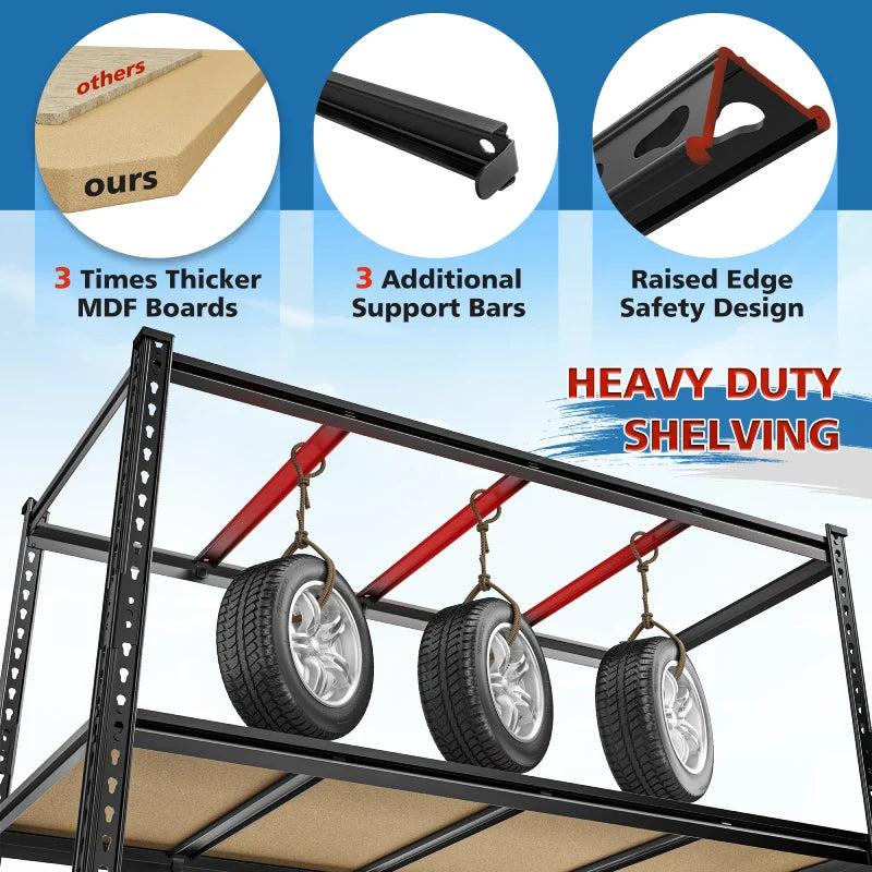 59.8”W Boltless Shelving Units, 6-Tier Heavy Duty Steel Garage Shelf Load 3000lbs, Commercial Shelving Rack for Pantry Kitchen Basement