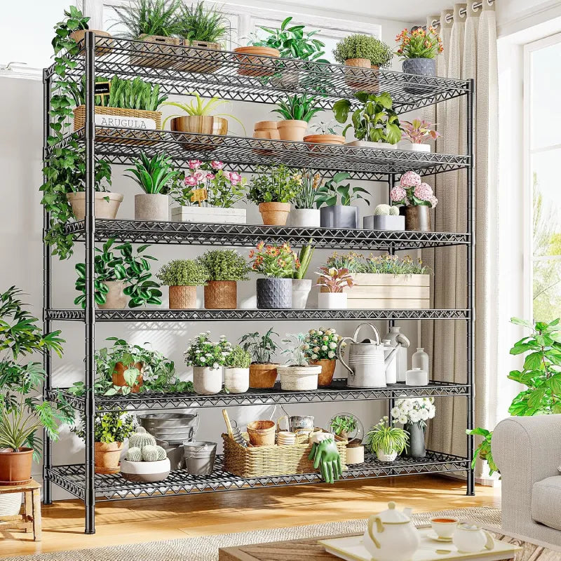 83”H 6-Tier Metal Wire Shelves, 3840lbs Heavy Duty Storage Shelves , Adjustable Storage Rack for Garage Kitchen Pantry Commercial