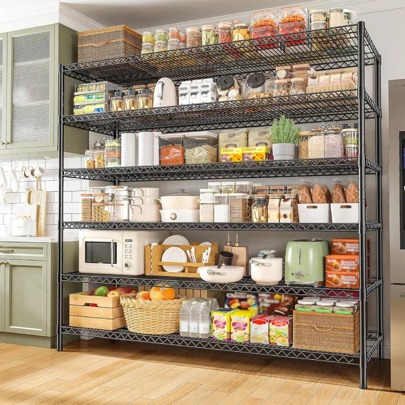 83”H 6-Tier Metal Wire Shelves, 3840lbs Heavy Duty Storage Shelves , Adjustable Storage Rack for Garage Kitchen Pantry Commercial