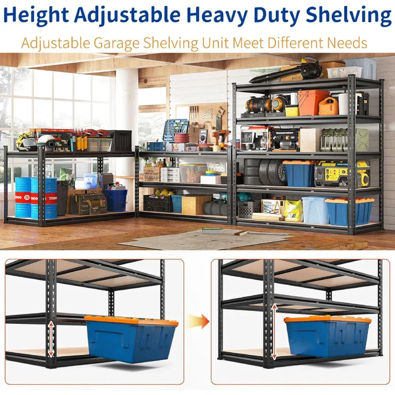 2 Pack 48"W Storage Shelves, 3000lbs Steel Shelving Racks, Freestanding Garage shelving for Basement Warehouse