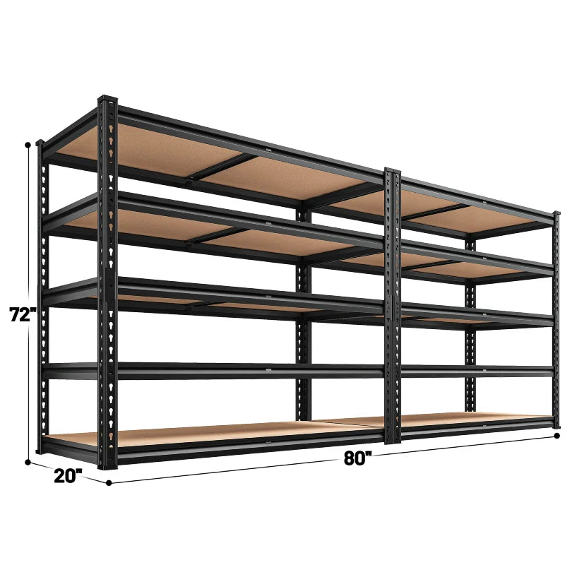 2-Pack 40"W Garage Storage Shelves, 2500lbs Heavy Duty Steel Shelving, Adjustable Storage Rack for Basement Commercial