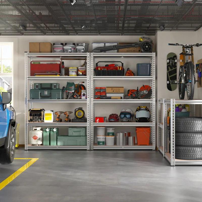 35.5"W Garage Shelving, 5-Tier Adjustable Metal Shelves, Storage Rack for Kitchen Pantry Basement, Galvanized