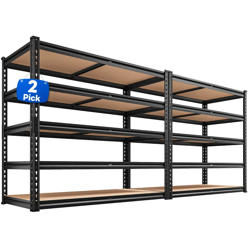 2-Pack 40"W Garage Storage Shelves, 2500lbs Heavy Duty Steel Shelving, Adjustable Storage Rack for Basement Commercial