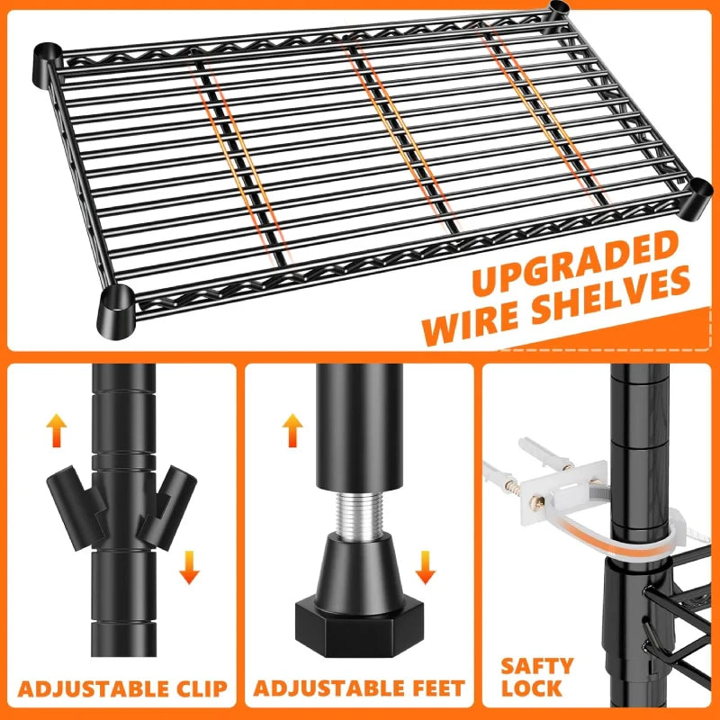 21.5"W Wire Shelving Units, 5-Tier Adjustable, 1000lbs Metal Wire Racks for Pantry Kitchen Dorm
