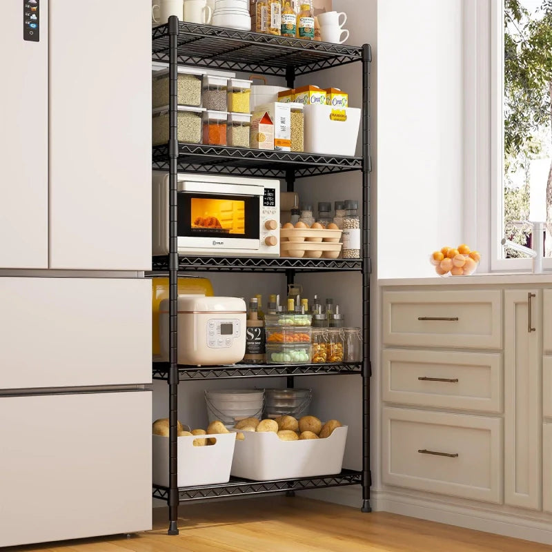 21.5"W Wire Shelving Units, 5-Tier Adjustable, 1000lbs Metal Wire Racks for Pantry Kitchen Dorm