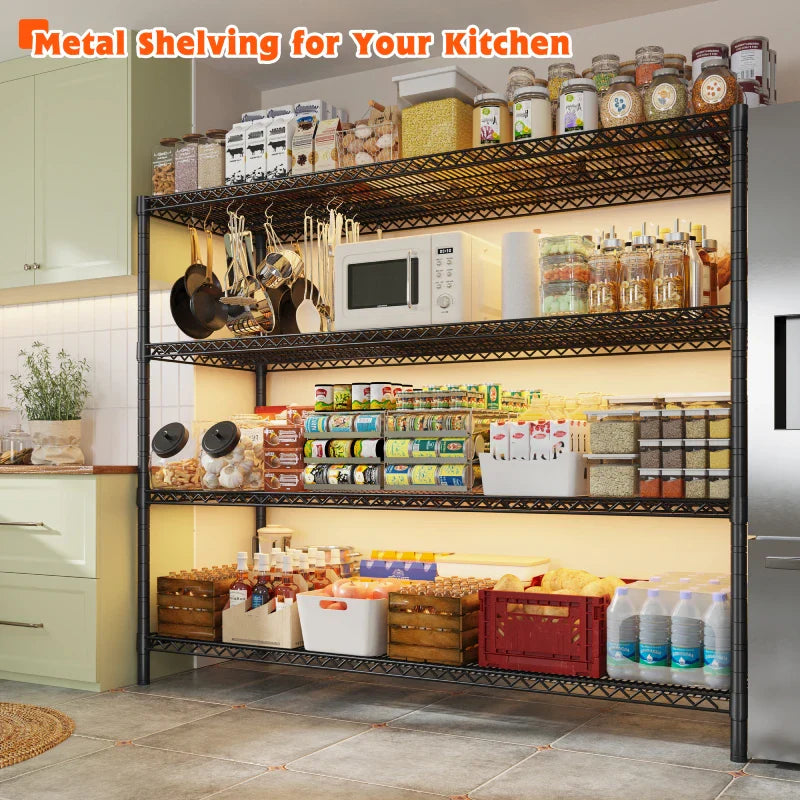 60" W Wire Rack Shelving on Wheels, 2878lbs Heavy Duty Metal Shelves Adjustable, Commercial Shelves for Garage Pantry Kitchen