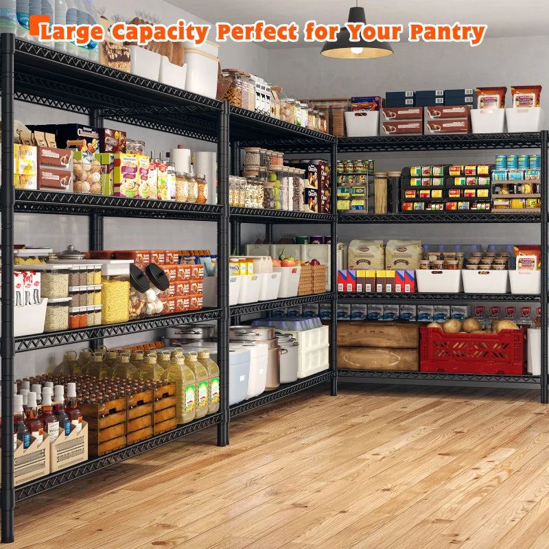 60" W Wire Rack Shelving on Wheels, 2878lbs Heavy Duty Metal Shelves Adjustable, Commercial Shelves for Garage Pantry Kitchen