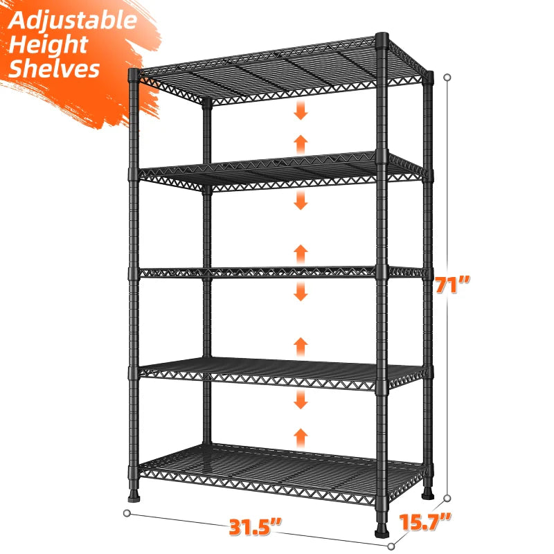 Tall Wire Shelving Units,Adjustable Outdoor Metal Shelves, Storage Shelves for Kitchen Pantry Dorm