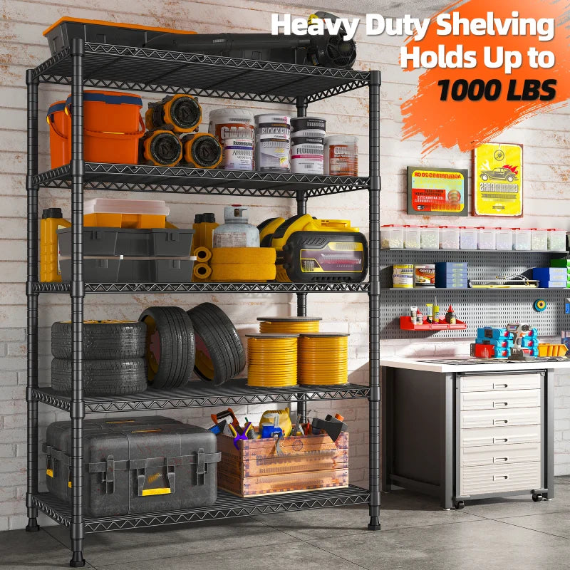 Tall Wire Shelving Units,Adjustable Outdoor Metal Shelves, Storage Shelves for Kitchen Pantry Dorm