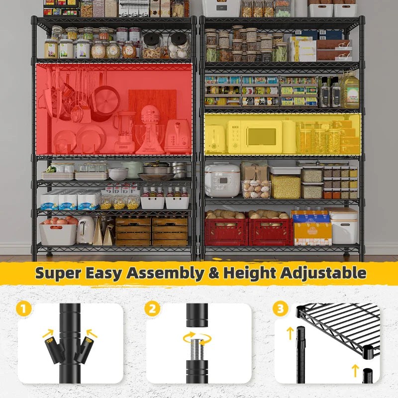 Tall Wire Shelving Units,Adjustable Outdoor Metal Shelves, Storage Shelves for Kitchen Pantry Dorm