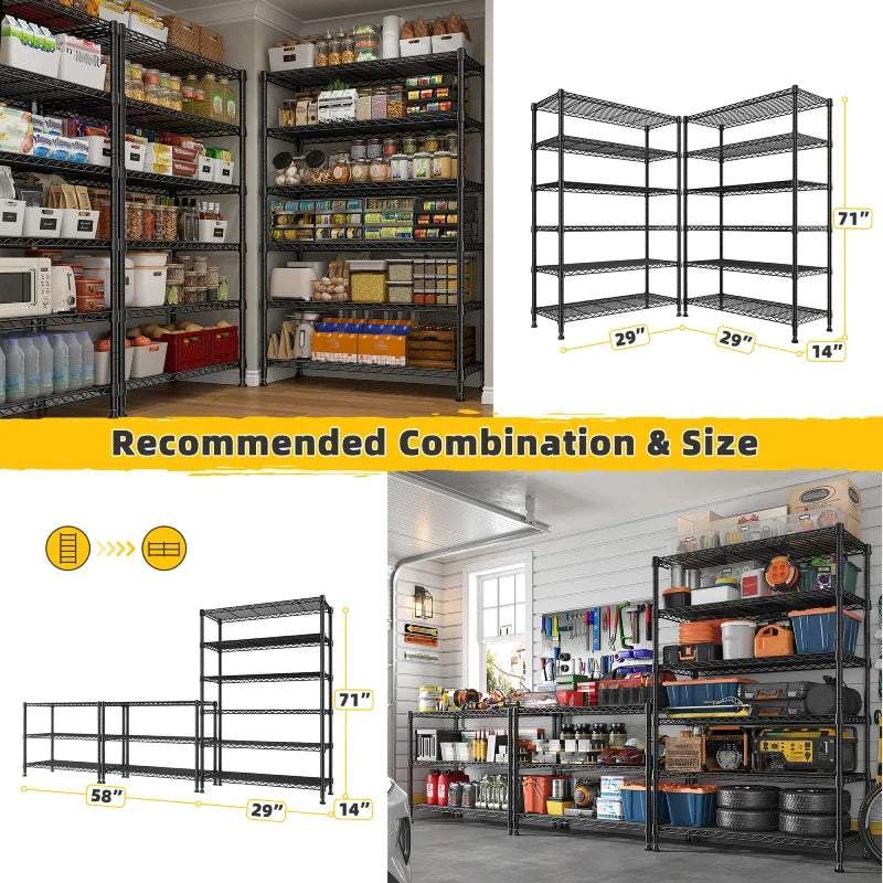 Tall Wire Shelving Units,Adjustable Outdoor Metal Shelves, Storage Shelves for Kitchen Pantry Dorm