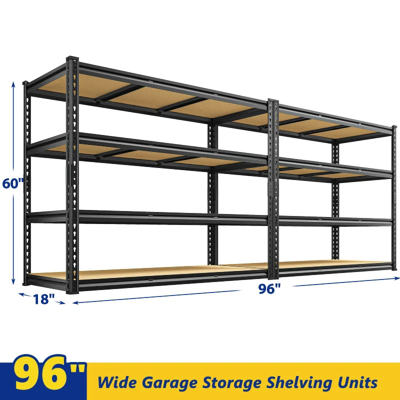 2 Pack 48"W Storage Shelves, 3000lbs Steel Shelving Racks, Freestanding Garage shelving for Basement Warehouse