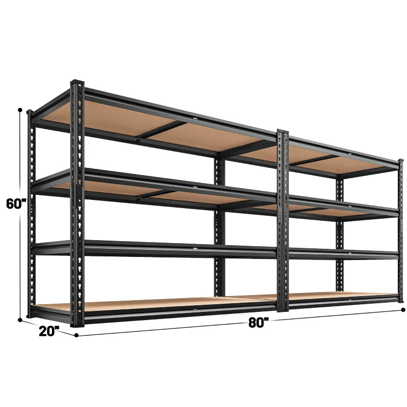 2-Pack 40"W Garage Storage Shelves, 2500lbs Heavy Duty Steel Shelving, Adjustable Storage Rack for Basement Commercial