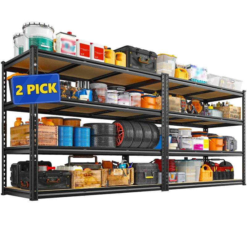 2 Pack 48"W Storage Shelves, 3000lbs Steel Shelving Racks, Freestanding Garage shelving for Basement Warehouse