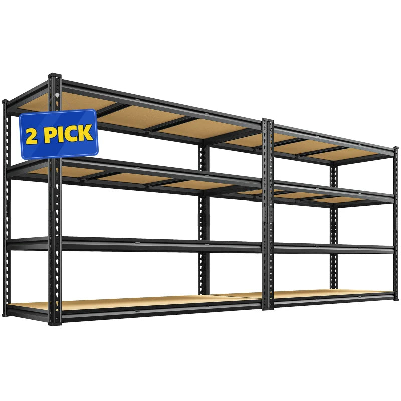2 Pack 48"W Storage Shelves, 3000lbs Steel Shelving Racks, Freestanding Garage shelving for Basement Warehouse